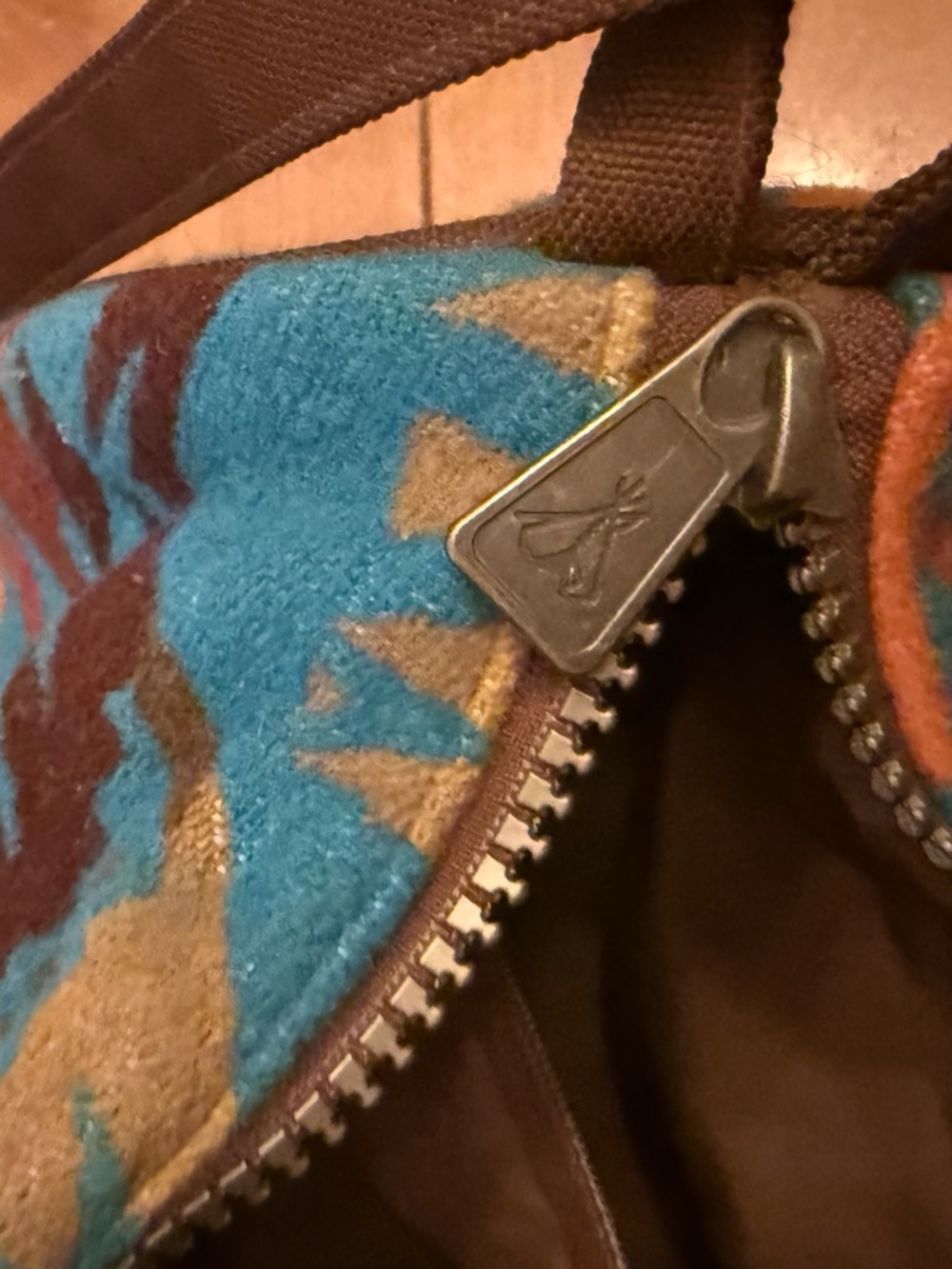 Pendleton Teal Brown & Mustard Southwestern Crossbody Bag with Card Holder - Picture 3 of 4